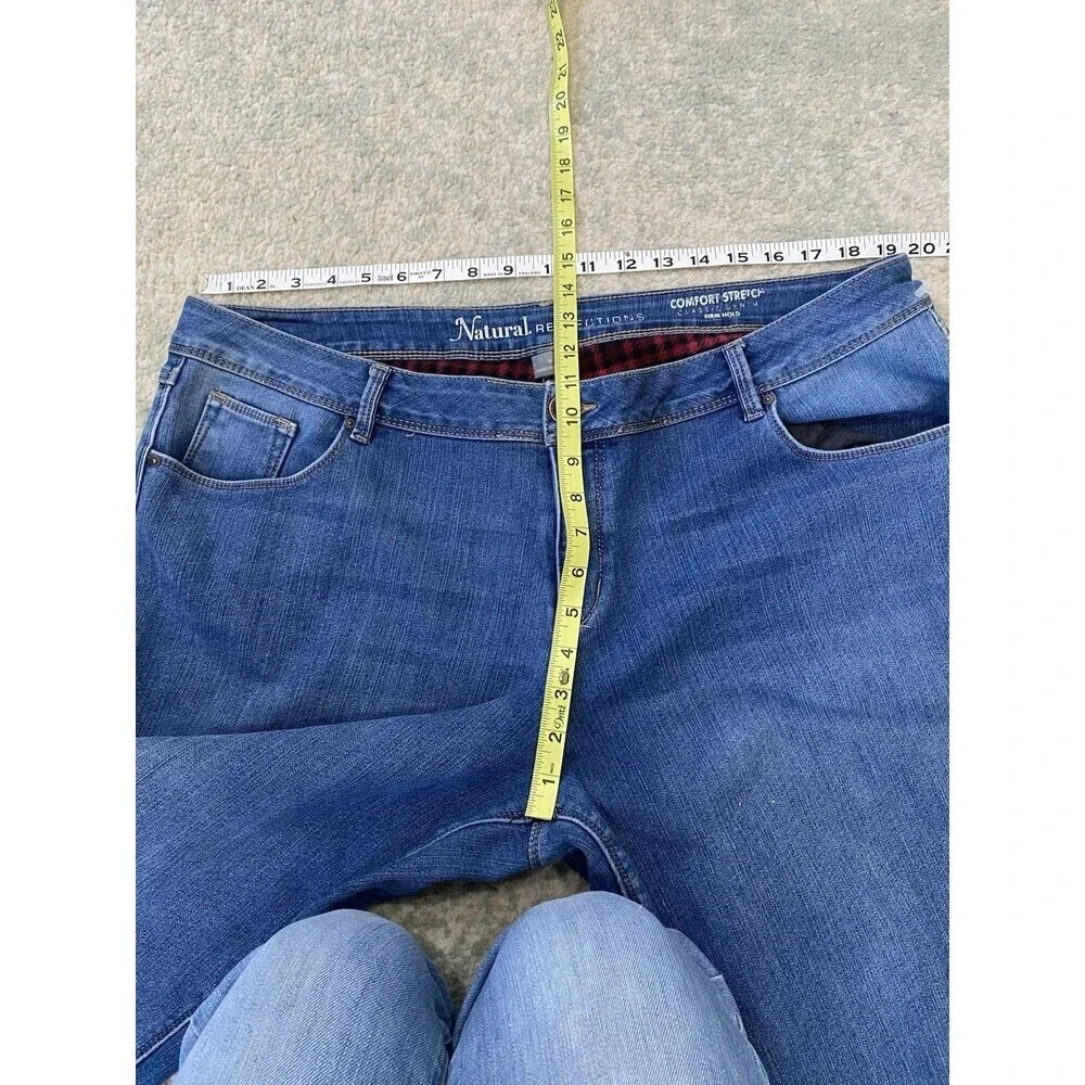 Natural Reflections Sz 18 Comfort Stretch Fleece Red Plaid Flannel Lined Jeans
